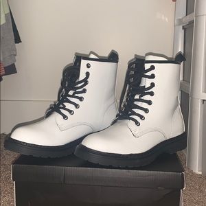 Fashion nova white combat boots